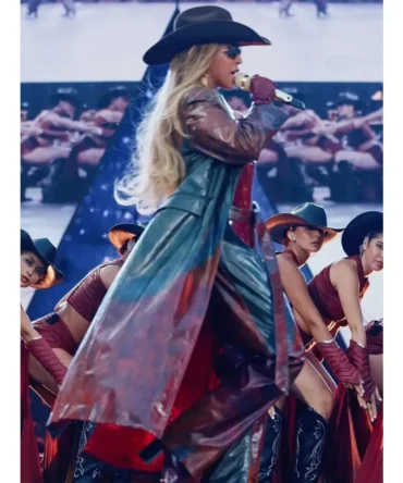 FW25 Collection Cowboy Carter Tour 2025 Beyonce Giselle Hand-Dyed Leather Trench Coat
