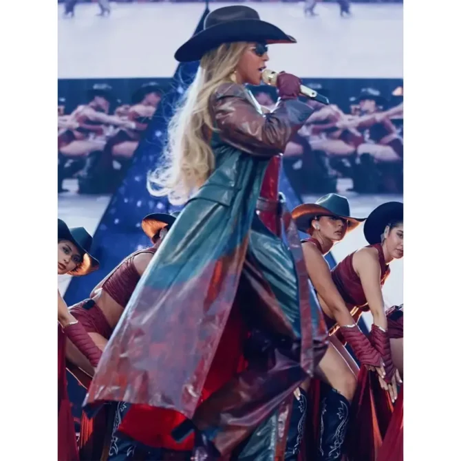 FW25 Collection Cowboy Carter Tour 2025 Beyonce Giselle Hand-Dyed Leather Trench Coat