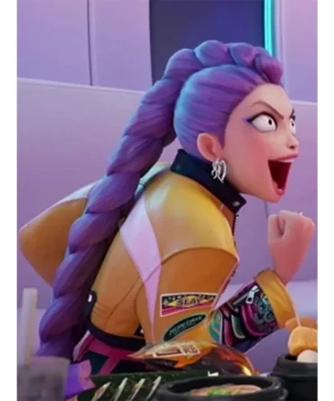 Rumi KPop Demon Hunters 2025 Cropped Yellow Leather Moto Jacket