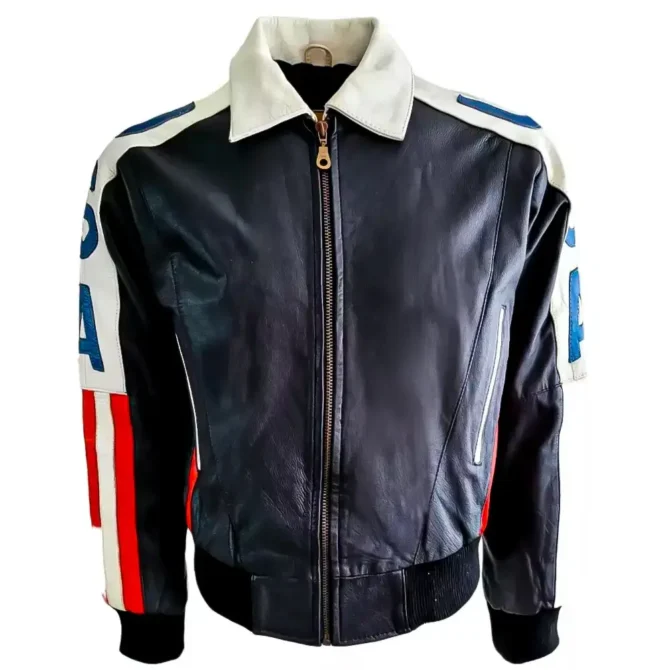 American actress and singer Selena Gomez USA Flag Black Leather Jacket
