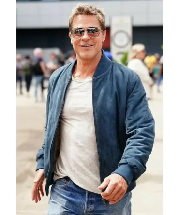 Brad Pitt F1 Blue Bomber Leather Jacket