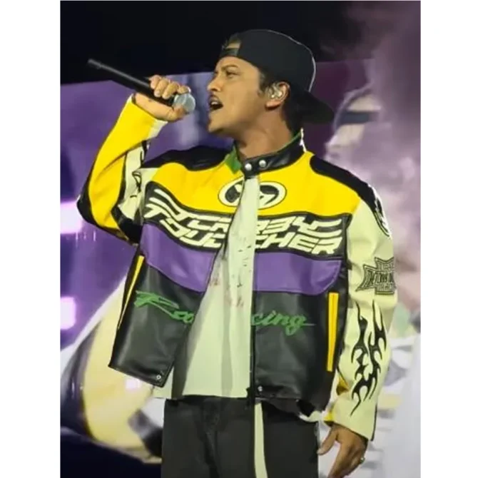 Bruno Mars Leather Racer Jacket