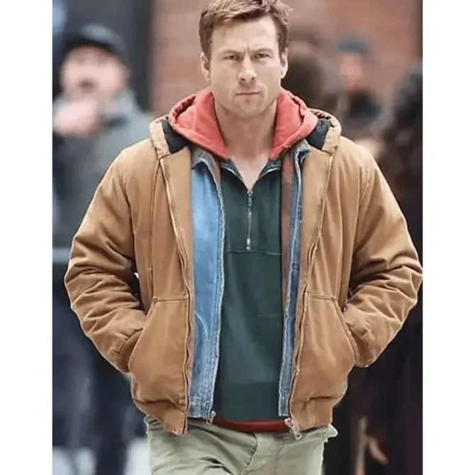 Ben Richards The Running Man Glen Powell Brown Cotton Jacket