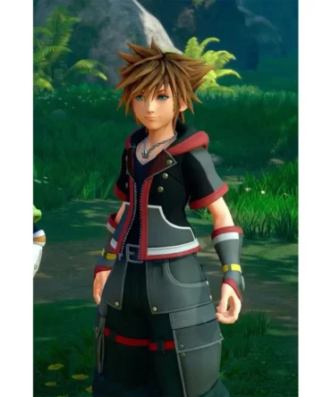 Sora Protagonist Kingdom Hearts III Black Leather Jacket