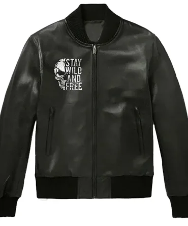 Stay Wild and Free Black Leather Jacket