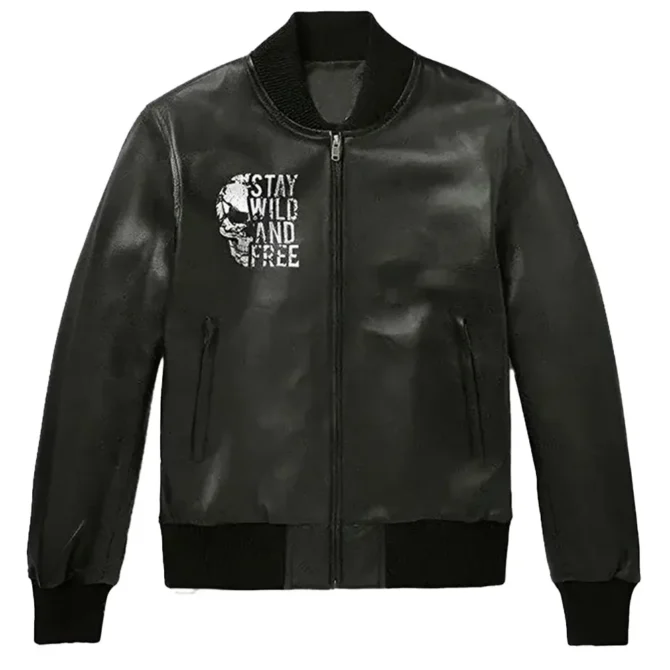 Stay Wild and Free Black Leather Jacket