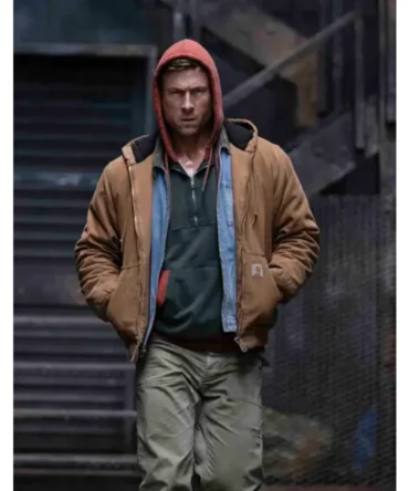 The Running Man Glen Powell Brown Jacket
